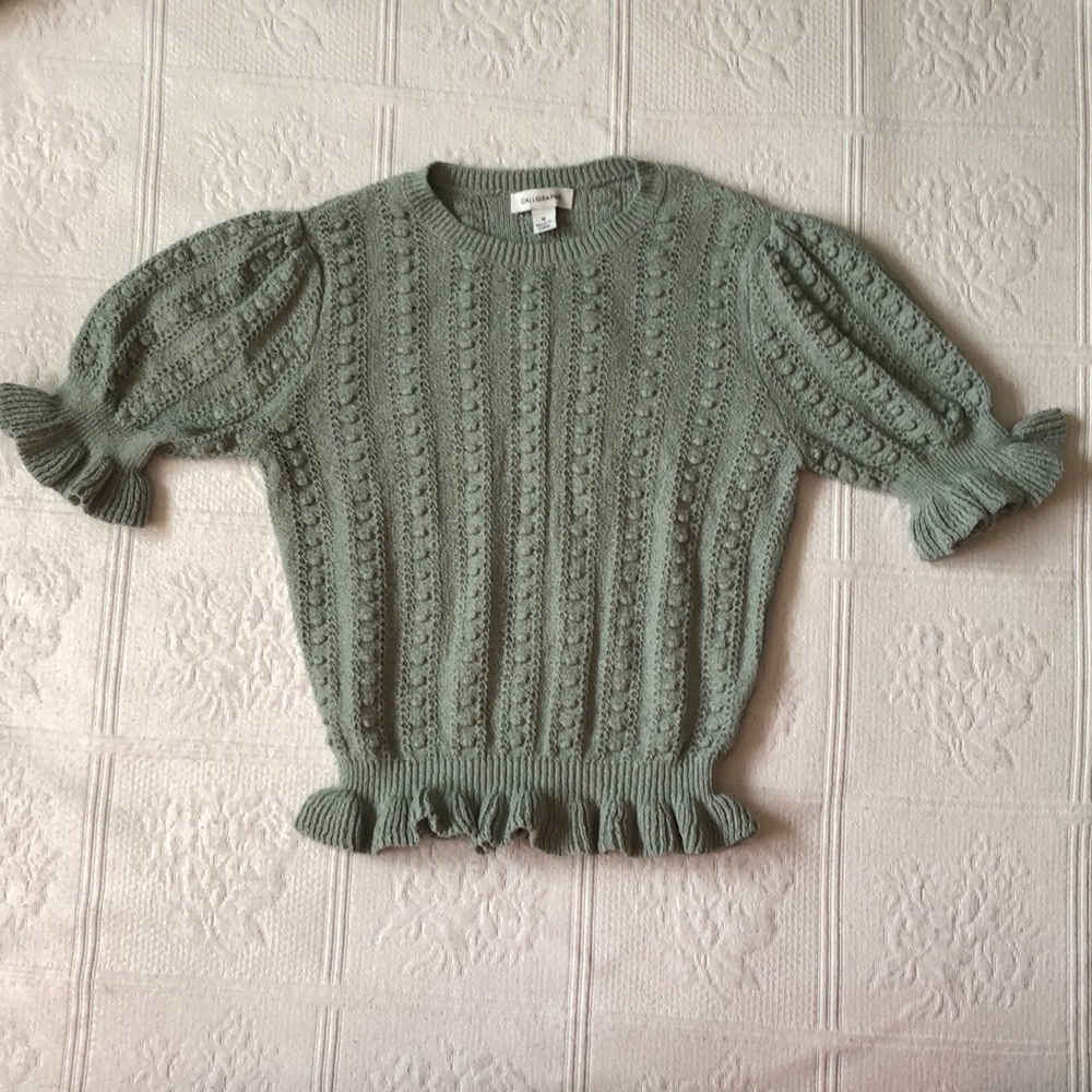 Calligraphie mint sweater blouse